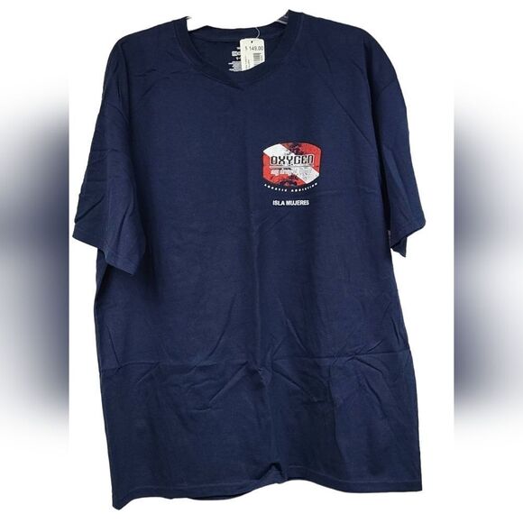 OXYGEN my Drug of Choice NWT Men's XXL Navy Tee Aquatic Addiction Dive T-Shirt - Picture 3 of 7